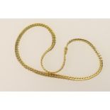 18ct gold herringbone necklace, light textured finish, length 43cm, weight approx. 20.5g