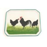 Wemyss Pottery tray, decorated with black hens, printed and impressed marks 'Wemyss Ware RH&R', 25.