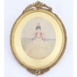 Attributed to Benjamin Herring (1830-71), Royal Mail, watercolour, oval, 27.5cm x 22.5cm