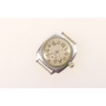 Swiss stainless steel Oyster wristwatch, circa 1930s, 23mm silvered dial with luminous Arabic