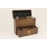 Mahogany apothecary's box, early 19th Century, having a brass carrying handle to a hinged cover,