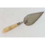 Victorian silver presentation trowel, Walker & Hall, Sheffield 1898, typically inscribed 'Laying