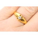 Diamond solitaire ring, round brilliant cut stone of approx. 0.15ct, all set in 22ct gold, size R,