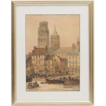 Richard Henry Nibbs (1816-93), Bruges, watercolour over pencil, signed and dated 1888, 42cm x 30cm