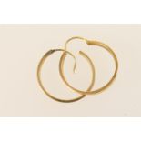 Pair of 18ct gold hoop earrings, plain circular form, 26mm diameter, weight approx. 3.2g