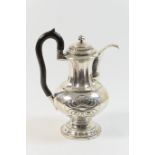 Continental white metal hot water jug, possibly Turkish, baluster form with removable domed cover