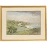 English School (late 19th Century), View of Langlands Bay, watercolour, signed with a monogram, 34cm