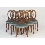 Set of six Victorian walnut cameo back chairs, by Lamb of Manchester, circa 1860, in the French