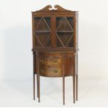 Unusual late Victorian collector's display cabinet, in the Sheraton Revival style, circa 1890, the