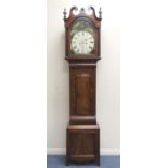 Robertson of Forfar, Scottish mahogany eight day longcase clock, painted arched dial, the