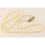 Cultured pearl choker necklace, the uniformly sized well matched pearls of approx. 5mm diameter