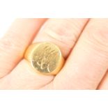 Gent's Maltese signet ring, plain oval cartouche engraved with initials 'MM', size P/Q, unmarked