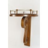 Edwardian oak wall bracket, the unusual circular platform with a wirework gallery supported on an