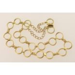 Continental 18ct gold fancy link necklace, formed from textured 'snaffle bit' links, Birmingham