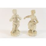 Pair of Derby bisque figures of young gardeners, circa 1790, incised 'No.36' height 14cm