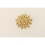 18ct three colour gold chrysanthemum brooch, 38mm diameter, weight approx. 13.3g