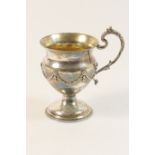 George V silver christening cup, London 1911, baluster form with a domed foot, embellished with