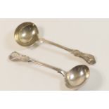 Pair of Victorian silver sauce ladles, in the Albert pattern, by John James Whiting, London 1854,