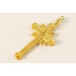 Antique gold cross pendant, Italian or Maltese, 19th Century or earlier, the cross worked in