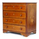 French walnut and marquetry chest of drawers, the top centred with an oval inlay with an urn of