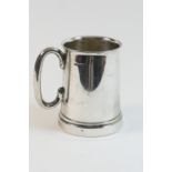 George V silver pint tankard, by Edward Viners, Sheffield 1932, plain tapered form with glass