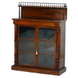 Good George IV rosewood chiffonier, circa 1825, the back with a bobbin turned rail and single