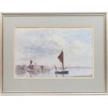 James Longueville (b. 1942), The Thames from Rotherhithe, signed pastel drawing, titled to a label