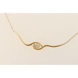 Diamond pendant necklace, in 9ct gold, the old cushion cut stone of approx. 1.3cts, estimated as K