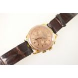 Ultimor 18ct gold gent's chronograph wristwatch, circa 1950s, 34mm gold finish dial with