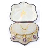 Hunt & Roskell, late Storr & Mortimer, a fine amethyst, pearl and diamond pendant necklace, circa