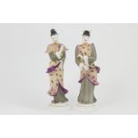 Pair of Royal Worcester china models of Geishas, by Agnes Pinder Davis, model no. 3420, circa