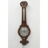 Early Victorian mahogany wheel barometer, circa 1840, 19.5cm main silvered dial, with silvered