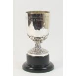 Victorian silver ale cup by John Samuel Hunt, London 1863, U-shaped bowl cast at the base with hop