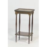 French walnut jardiniere stand, late 19th Century, the rectangular composite marble top with brass