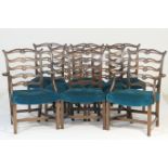 Set of eight Chippendale style mahogany dining chairs, early 20th Century, comprising two carvers
