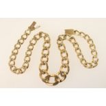 9ct gold heavy graduated curb link necklace, length 42cm, weight approx. 63.9g