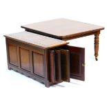 Victorian mahogany extending dining table by Lamb of Manchester, circa 1890, the top with a