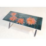 1960s tile topped chrome framed coffee table, 109cm x 46.5cm x 43cm