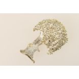 Attractive sterling silver and gold plated olive tree brooch, 68mm x 45mm, weight approx. 38.7g
