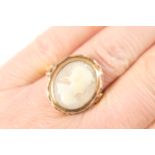 Italian gold cameo ring, 19th Century, the oval cameo carved with a profile of Mars, 17mm x 13mm,