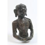 Sino-Tibetan copper bust of Amitayus, 17th or 18th Century, finely patinated and worked with hands