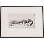 George Soper (1870-1942), Timber hauling, Devon, drypoint etching, signed, 17cm x 19cm, labelled