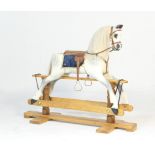 Good dapple grey rocking horse, by Collinson of Liverpool, fully restored, with leather tack,