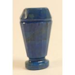 Well carved blue hardstone desk seal, faceted tapered oval section, 9cm