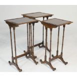 Nest of mahogany spider leg tables, late 19th Century, each having a rectangular top raised on