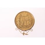 Queen Victoria sovereign, 1866 (die no. 15), in a 9ct gold pendant mount, gross weight approx. 9.1g