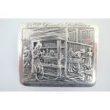 Dutch silver box, early 20th Century, rectangular form, the hinged cover worked with an interior
