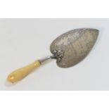 Victorian silver presentation trowel, Sheffield 1862, typically inscribed for laying the foundations