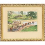 W R Gibson (probably Australian, 20th Century), The Minembah Bullock Team, watercolour, signed, 23cm