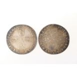 William III shilling, 1696, Chester Mint (VF), also a another William III shilling, 1697 (F) (2)